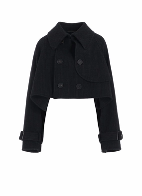 Unique Piece home - party WOOL PLAID PATTERN SHORT COAT