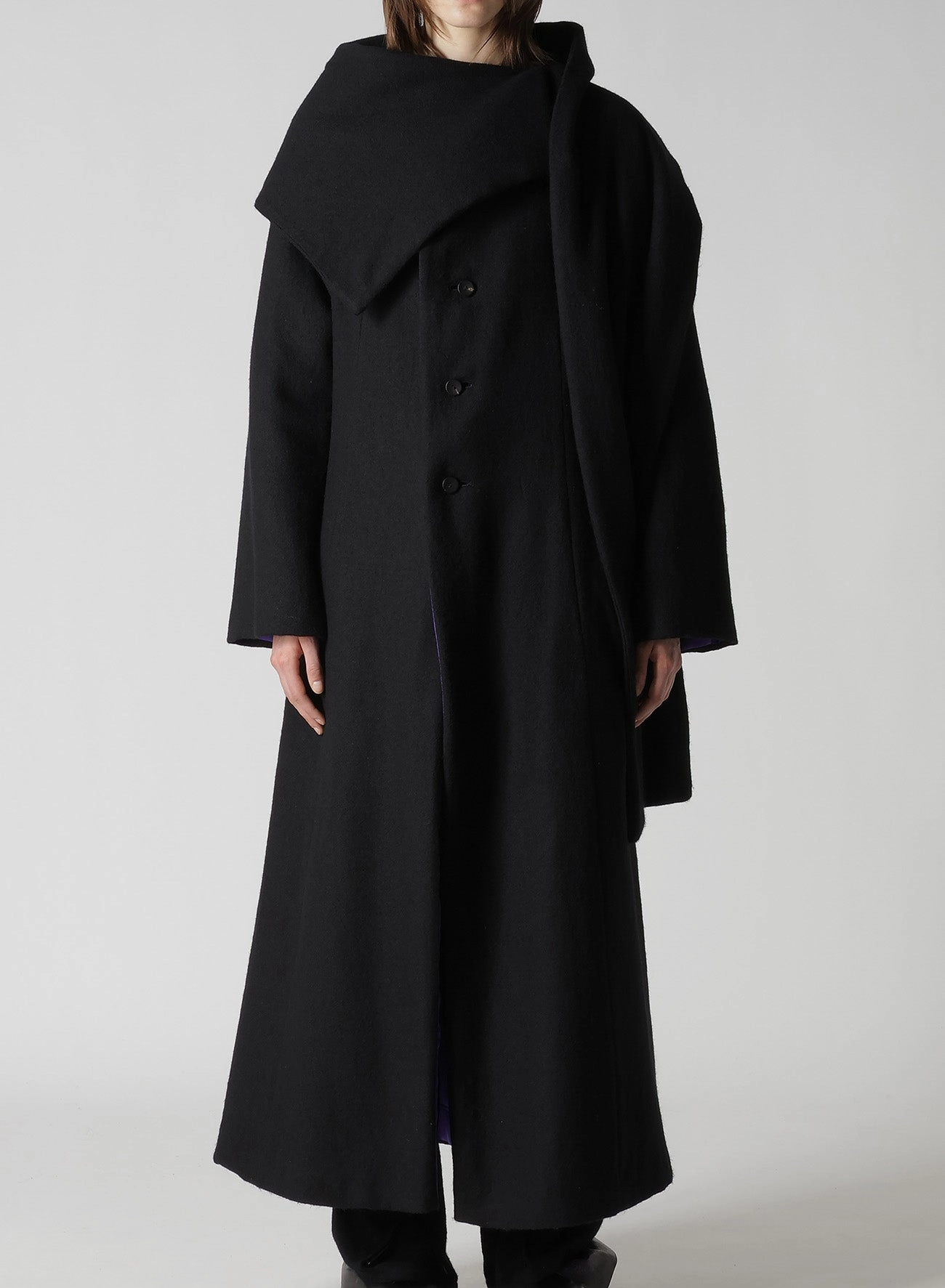 Wrinkle Free Texture Non Irritating Edging WOOL VIYELLA REVERSIBLE STOLE D COAT