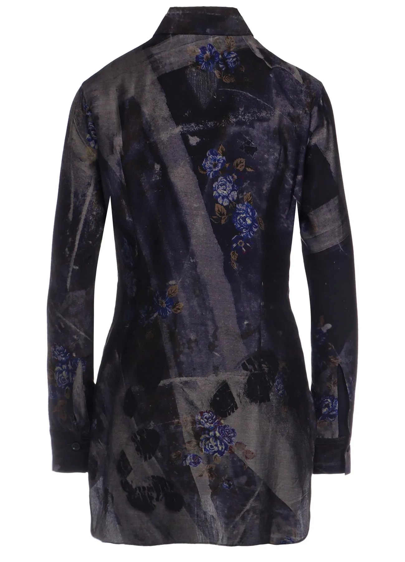 CU/ TWILL STEPPED ON FLOWER PT OPEN NECK BLOUSE Durable Stitching