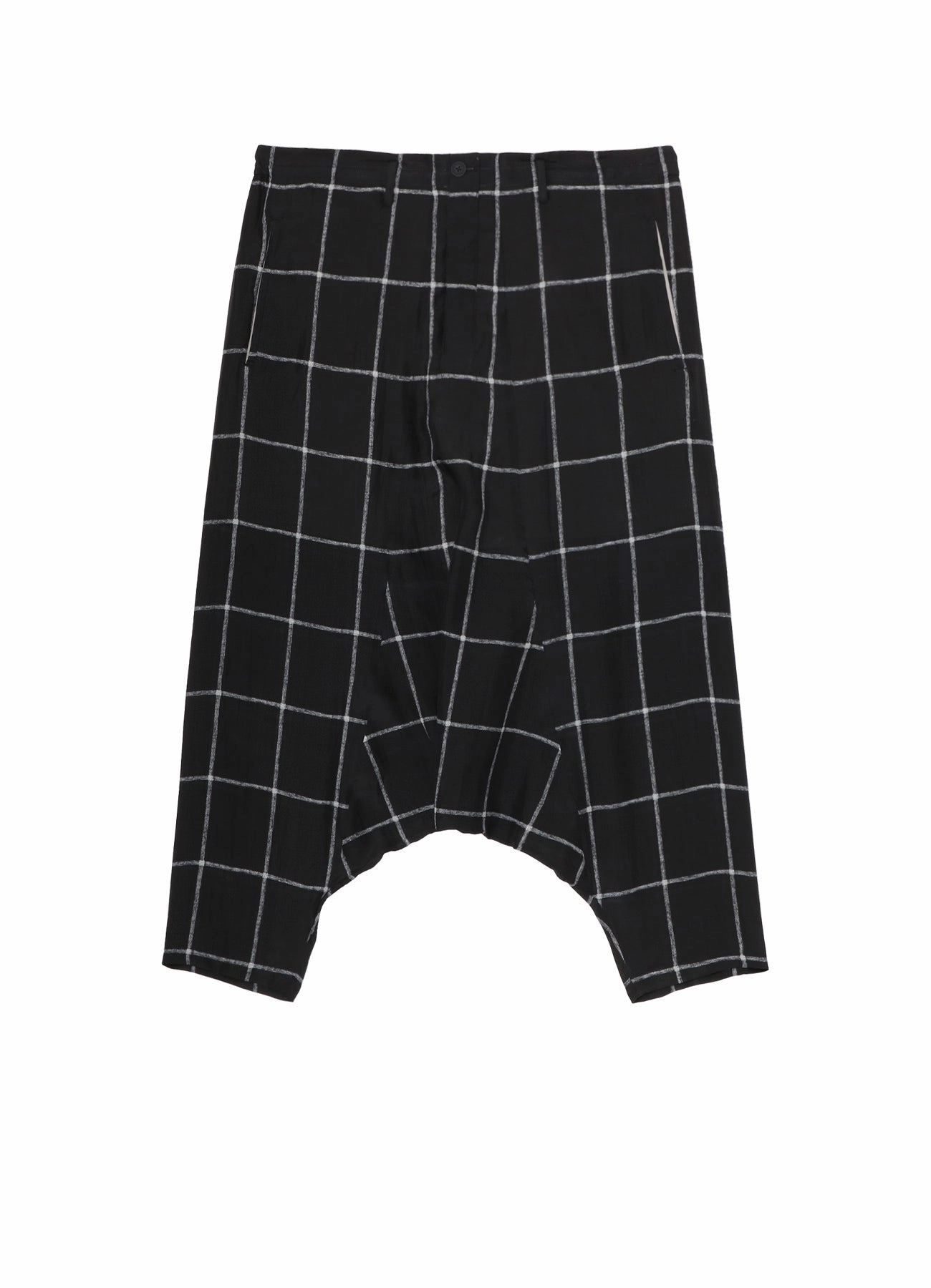 pilling resistant SIMPLE CHECK BLACK PLAID SARROUEL PANTS