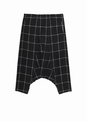 pilling resistant SIMPLE CHECK BLACK PLAID SARROUEL PANTS