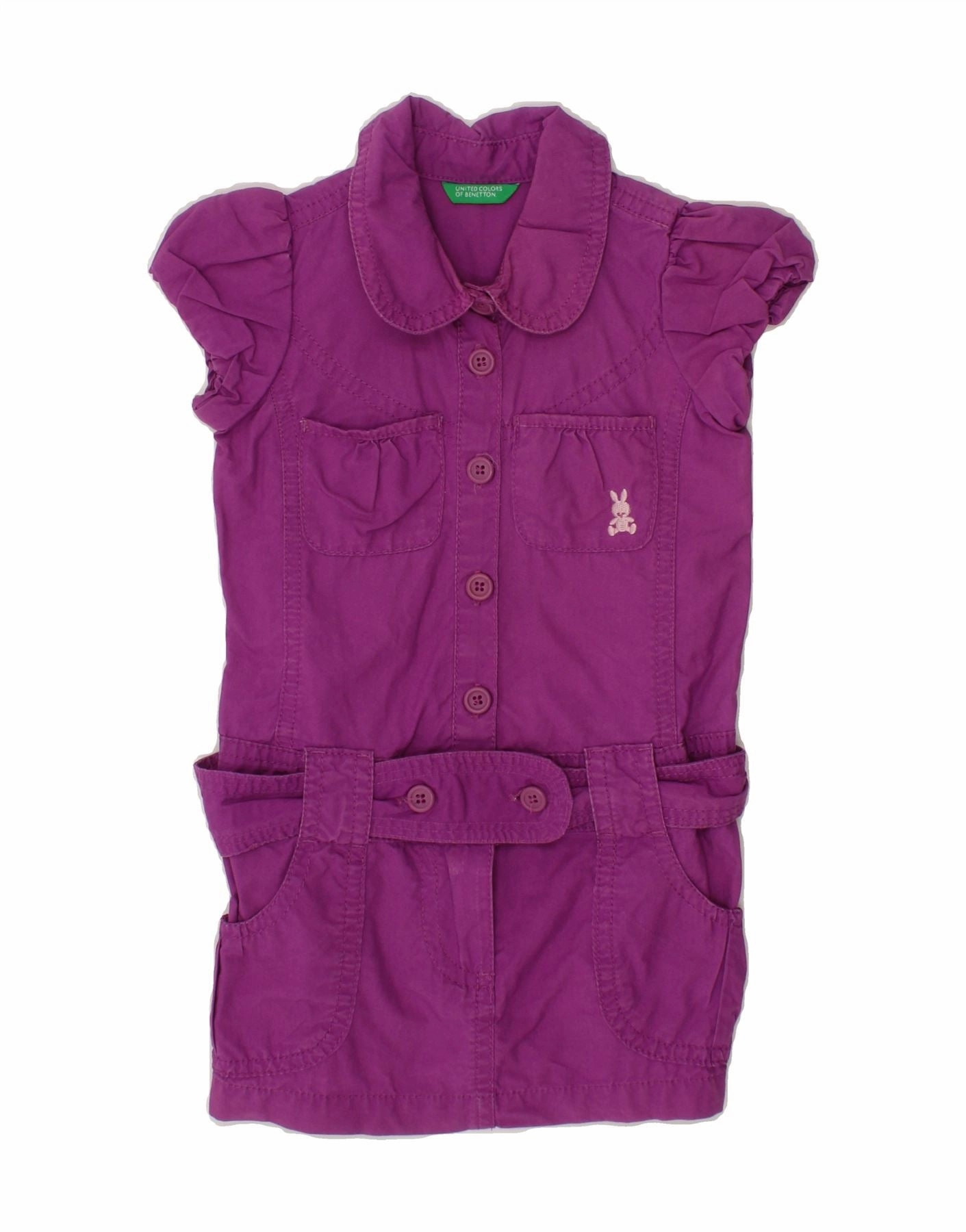 BENETTON Baby Girls Shirt Dress 9-12 Months Purple Cotton Inner Glow