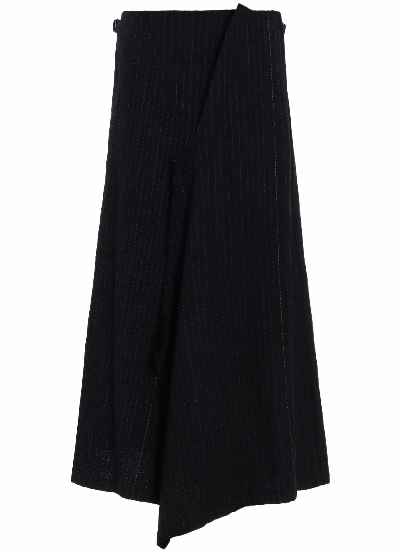 Flexible Seam WOOL PINSTRIPE LEFT SIDE PATCH SKIRT PANTS