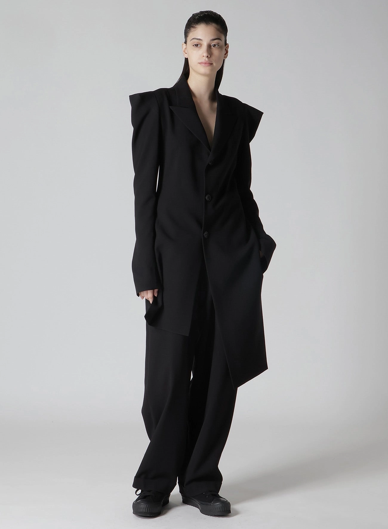 DAMAGED GABARDINE 2TUCKS PANTS Easy Care Fabric Finish