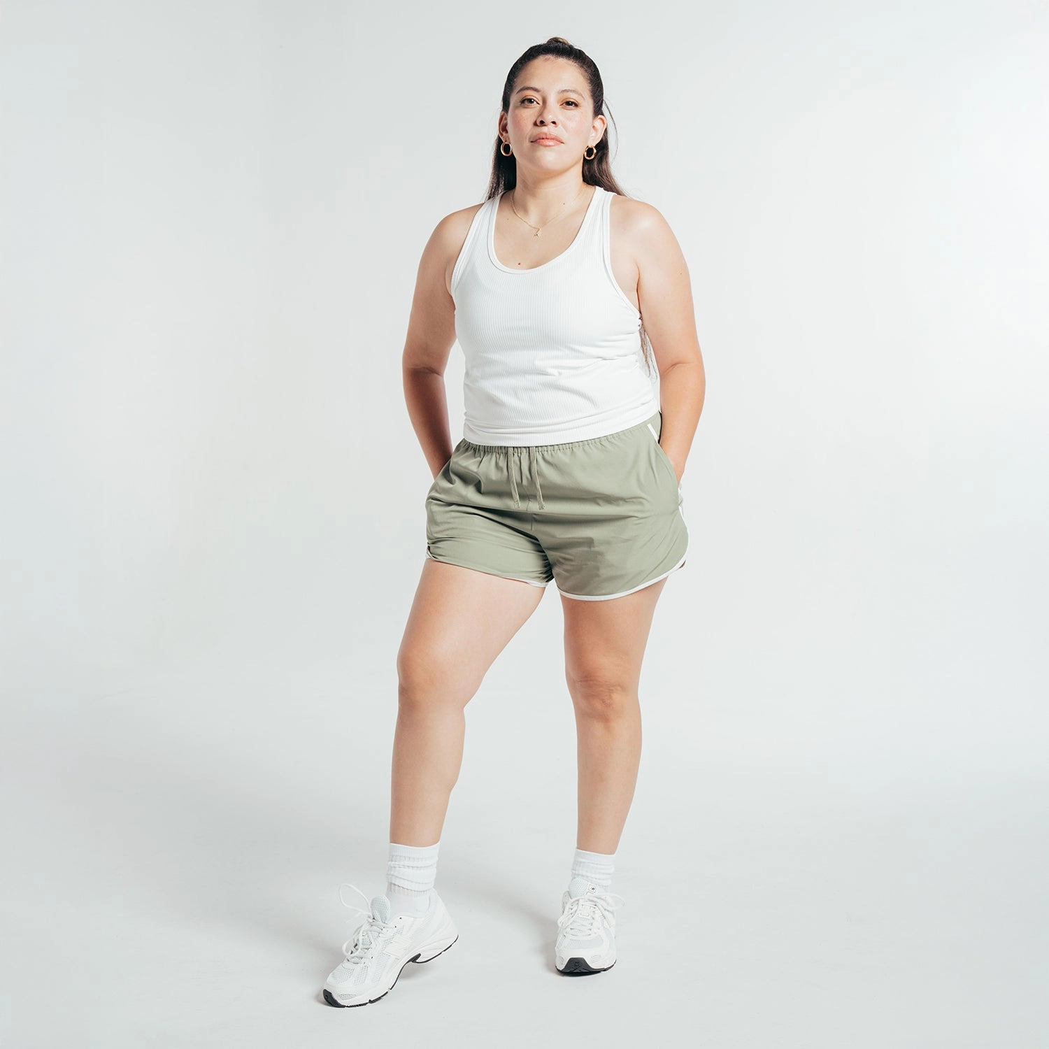 Woven Running Short - Womens Anti Slip Waist Grip Layered Hem Detail