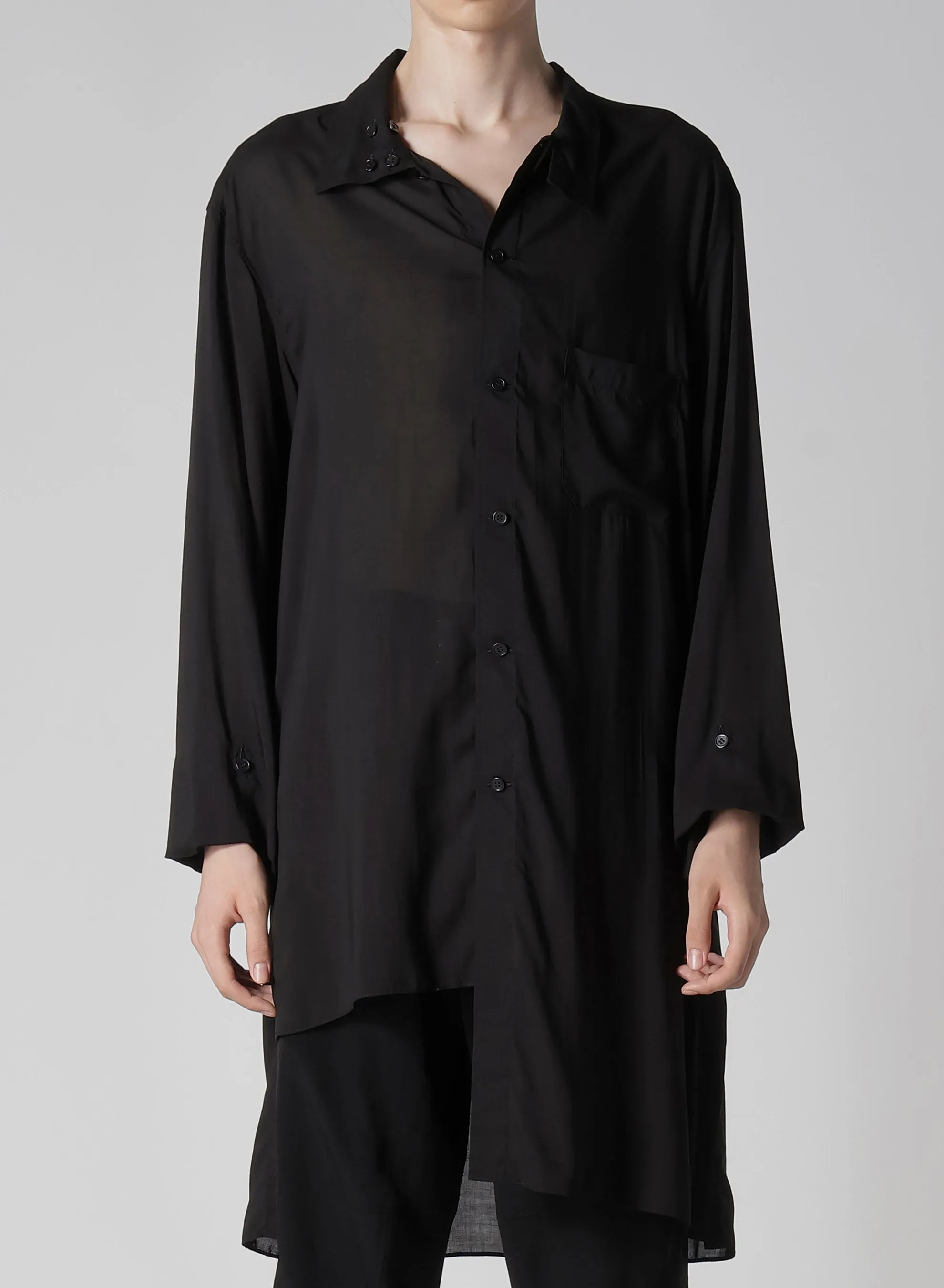 80 MODAL LOAN ASYMMETRY STAND BLOUSE Multi Pocket Utility Mountain Retreat