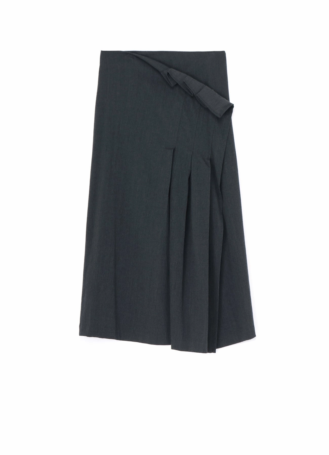 Timeless Energy WRINKLED WOOL/RAYON TWILL PLEATED WRAP SKIRT