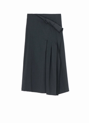 Timeless Energy WRINKLED WOOL/RAYON TWILL PLEATED WRAP SKIRT