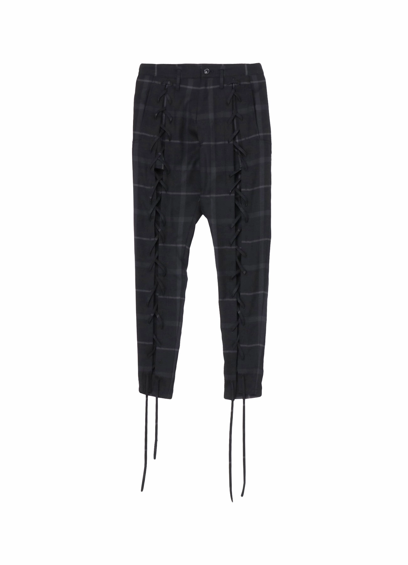 PLAID LACE-UP PANTS Tailored Fit