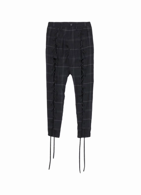 PLAID LACE-UP PANTS Tailored Fit