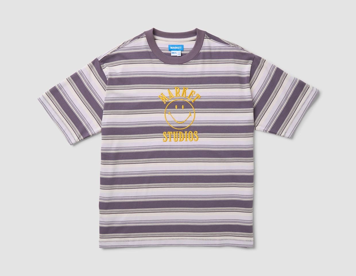 High Density Knit Market Smiley Lockup Striped T-Shirt / Lavender
