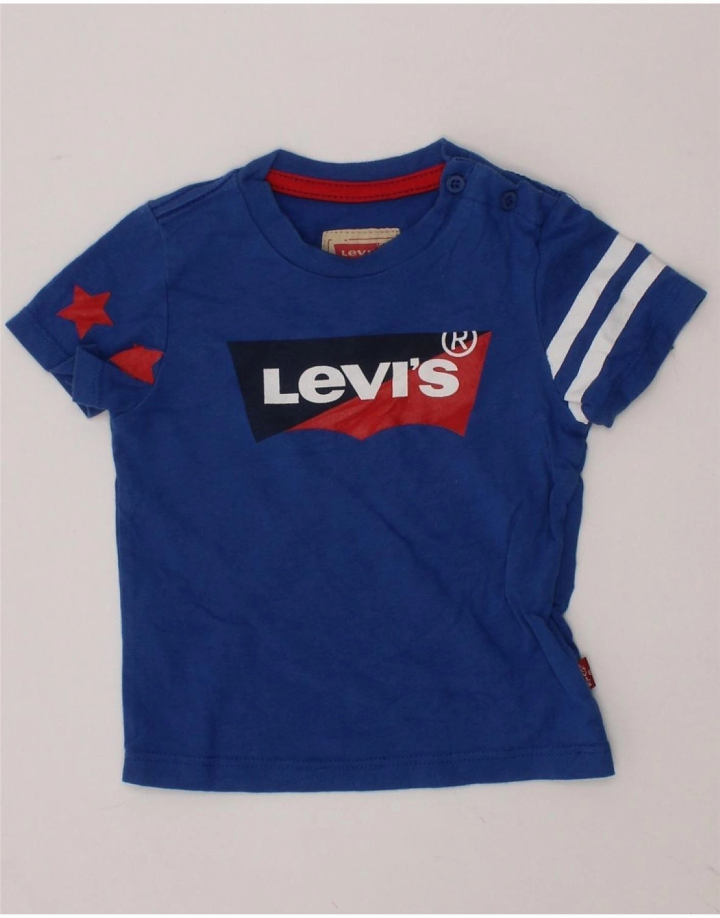 Hooded Neckline Organic Cotton LEVI'S Baby Boys Graphic T-Shirt Top 9-12 Months Blue Cotton