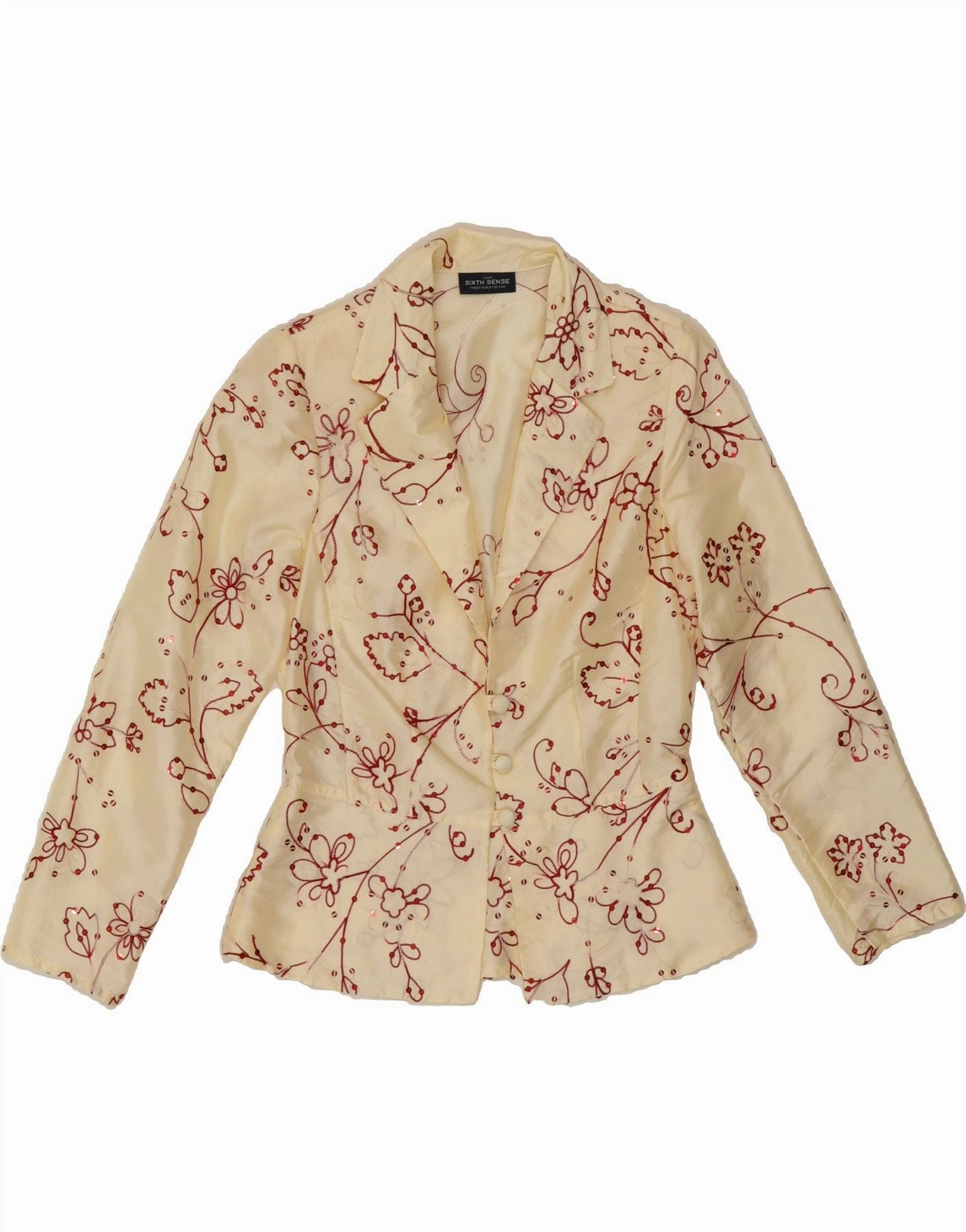 Classic Work Look YOUR SIXTH SENSE Womens Blazer Jacket UK 10 Small Off White Floral
