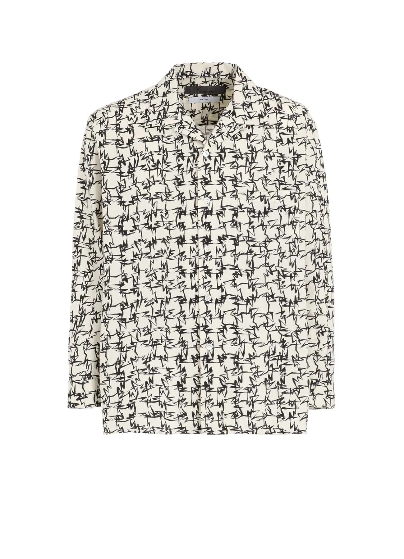 ??Y's for men ?? MASSES??COTTON PIGMENT PRINT OPEN COLLAR SHIRT Festival Fashion Trend-Driven