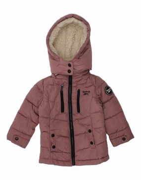 REEBOK Baby Girls Hooded Padded Jacket 18-24 Months Pink Polyester Smell heirloom