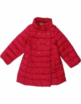 BENETTON Baby Girls Double Breasted Padded Coat 18-24 Months Pink Custom - made Flexible Seams